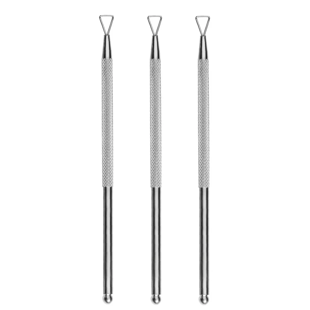 3 قطعة أداة مانيكير للبشرة على الوجهين من الفولاذ المقاوم للصدأ لإعداد الأظافر قبل تلميع أو علاجات بشرة الأظافر