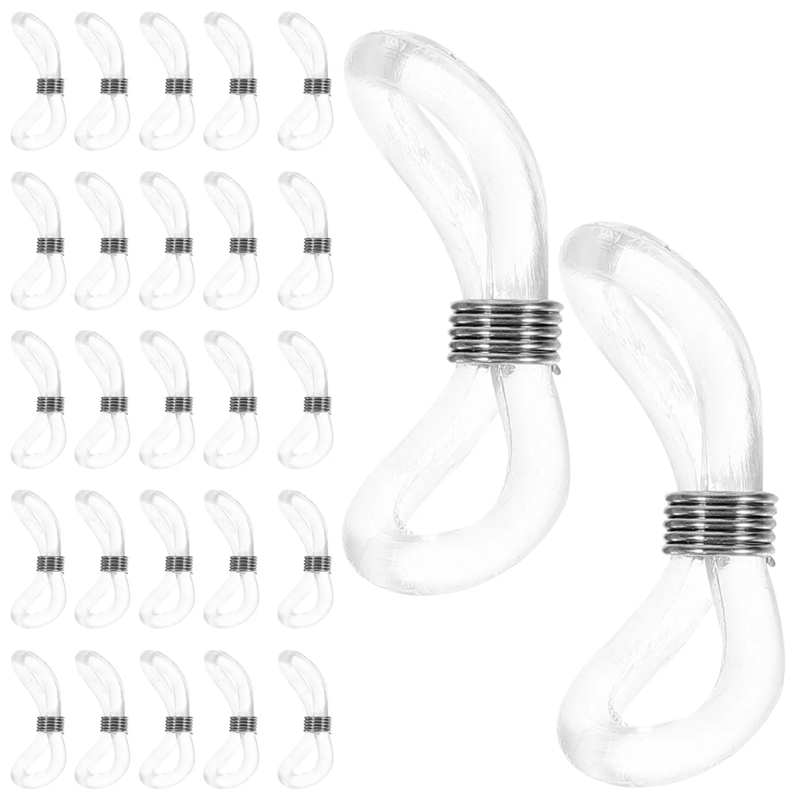 

25Pcs Rubber Eyeglass Chain Holder Ends Adjustable Metal Coil Non-Slip Cord Ends for Glasses Sunglasses Holders