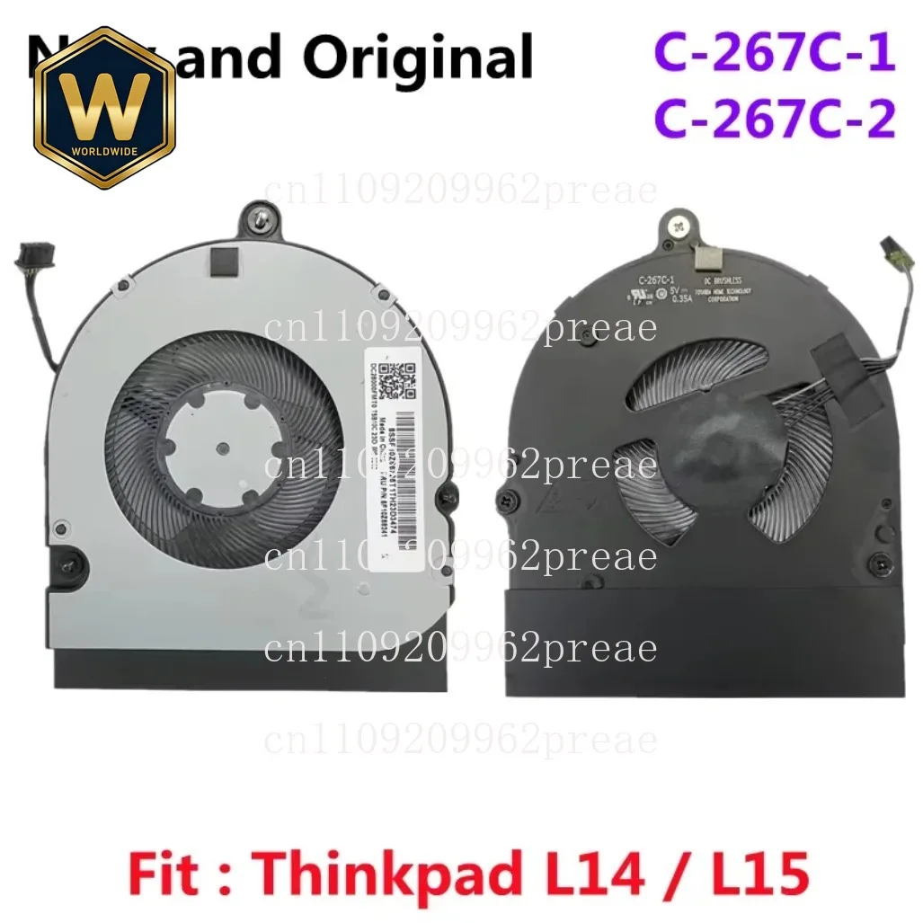 Ventilador de Refrigeración para CPU de Laptop Lenovo Thinkpad L14 L15 - FRU 5F10Z58241, 5F10S73403, C-267C-1, C-267C-2 Alto Rendimiento