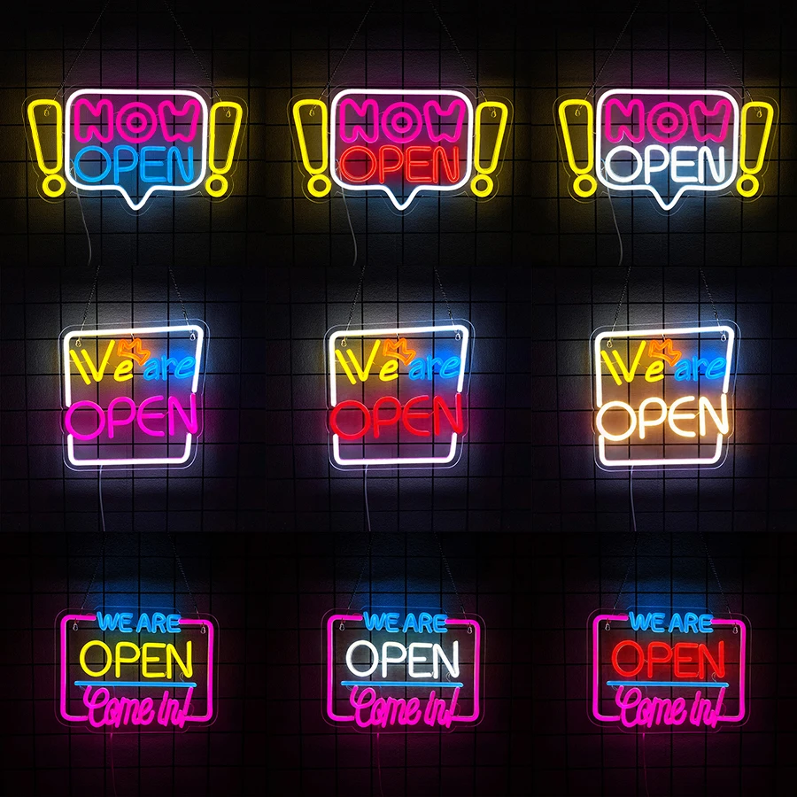 Now Open Neon Sign for Wall Decor,LED Neon Light Business Sign USB Powered for Storefront Window Retail Store Cafe Club Bar