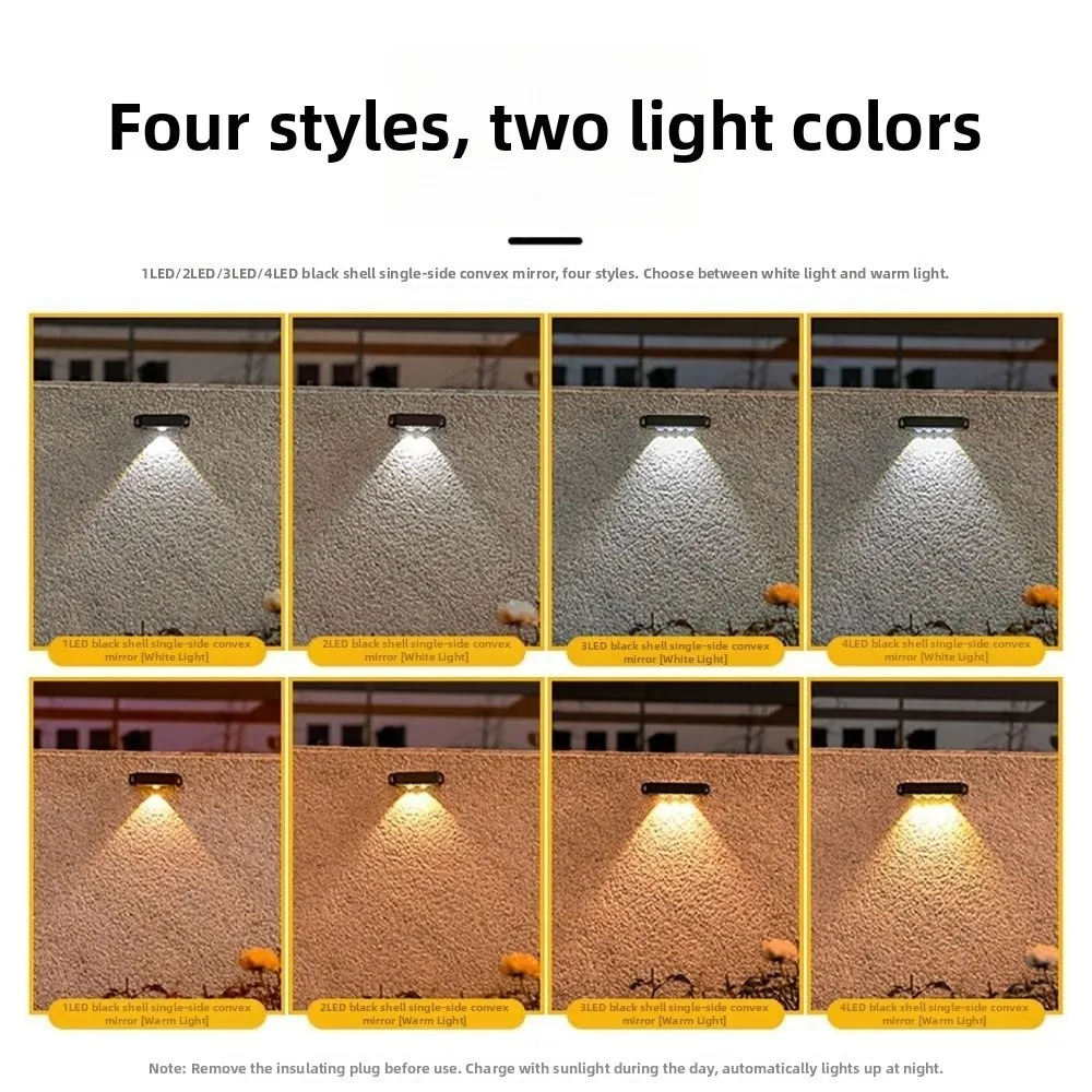 LED Solar Garden Lights Black Shell 1/2/3/4 Lamps Solar Pathway Lights Decorative Easy Install Garden Fence Light Outdoor Use
