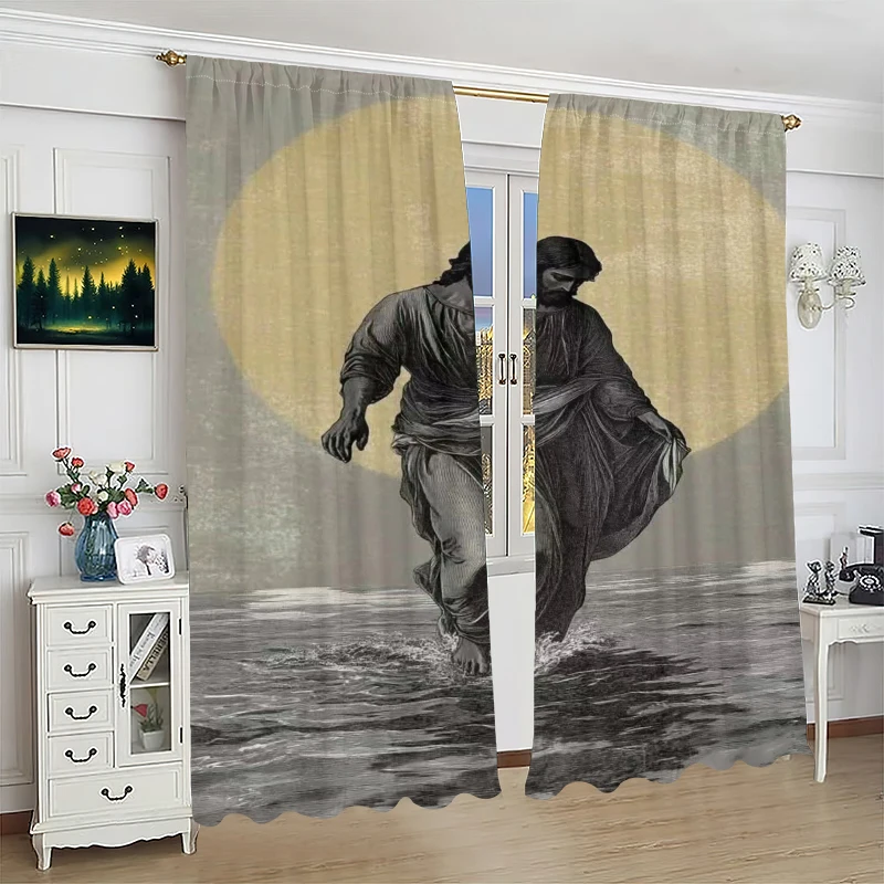 2Pcs- Brave People - Printed curtains -100% polyester material, suitable for bedroom curtains and living room decoration