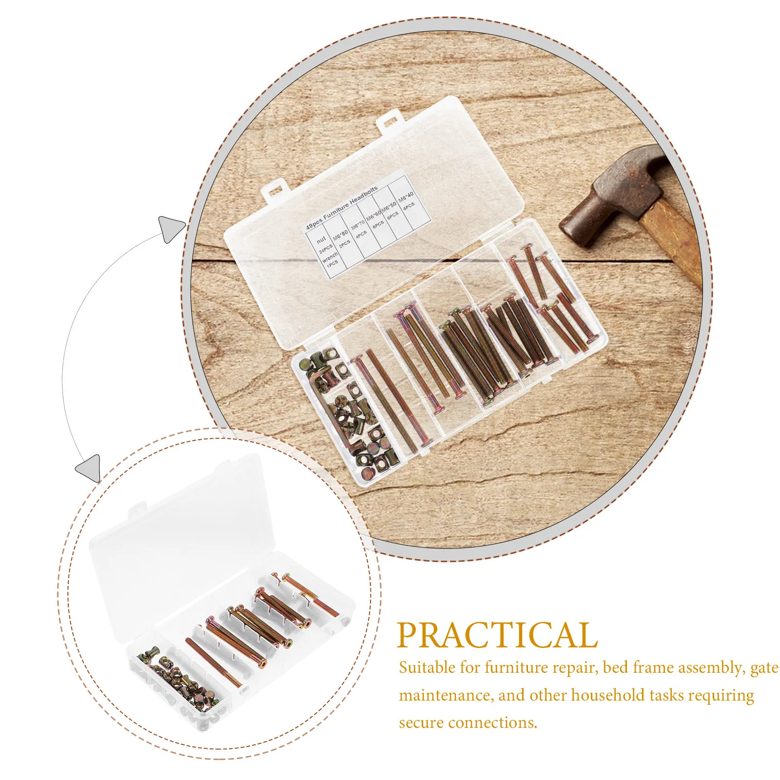 49-teiliges Sechskant-Schraube – Furniture Hardware Barrel Nut Bewertung und Preis