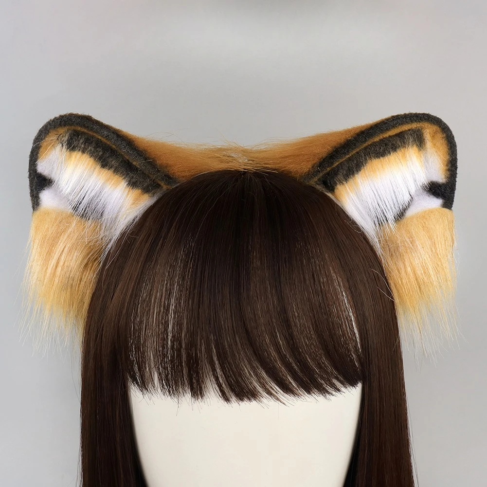 القطيفة النمر عقال اليدوية تأثيري الدعائم محاكاة آذان الوحش الذيل مجموعة إكسسوارات الشعر