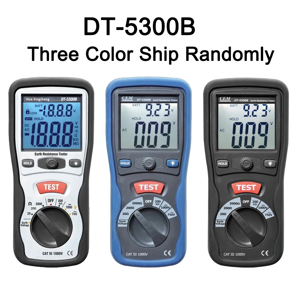 CEM DT-5300B Earth Resistance Tester Meets IEC10101, CATIII 1000V Blue