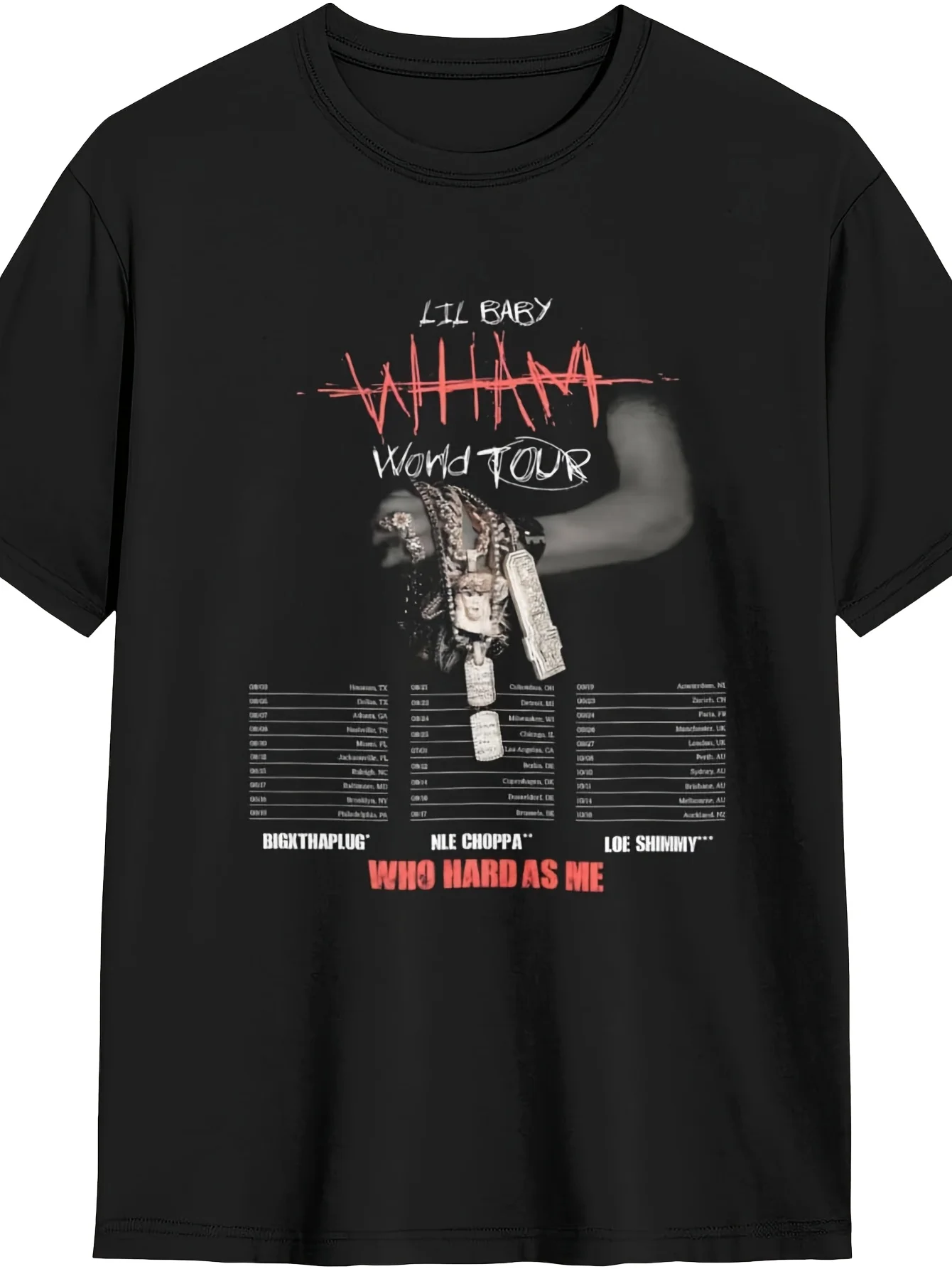 Футболка Music Tour 2025, унисекс, хлопковый топ Funnyfine, черный