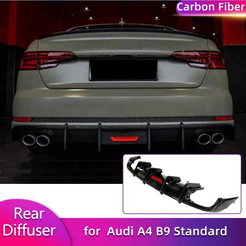 

Carbon Fiber Rear Bumper Diffuser Lip Spoiler for Audi A4 B9 Standard Sedan 2017-2019 Car Racing Rear Apron Lip Body Kit