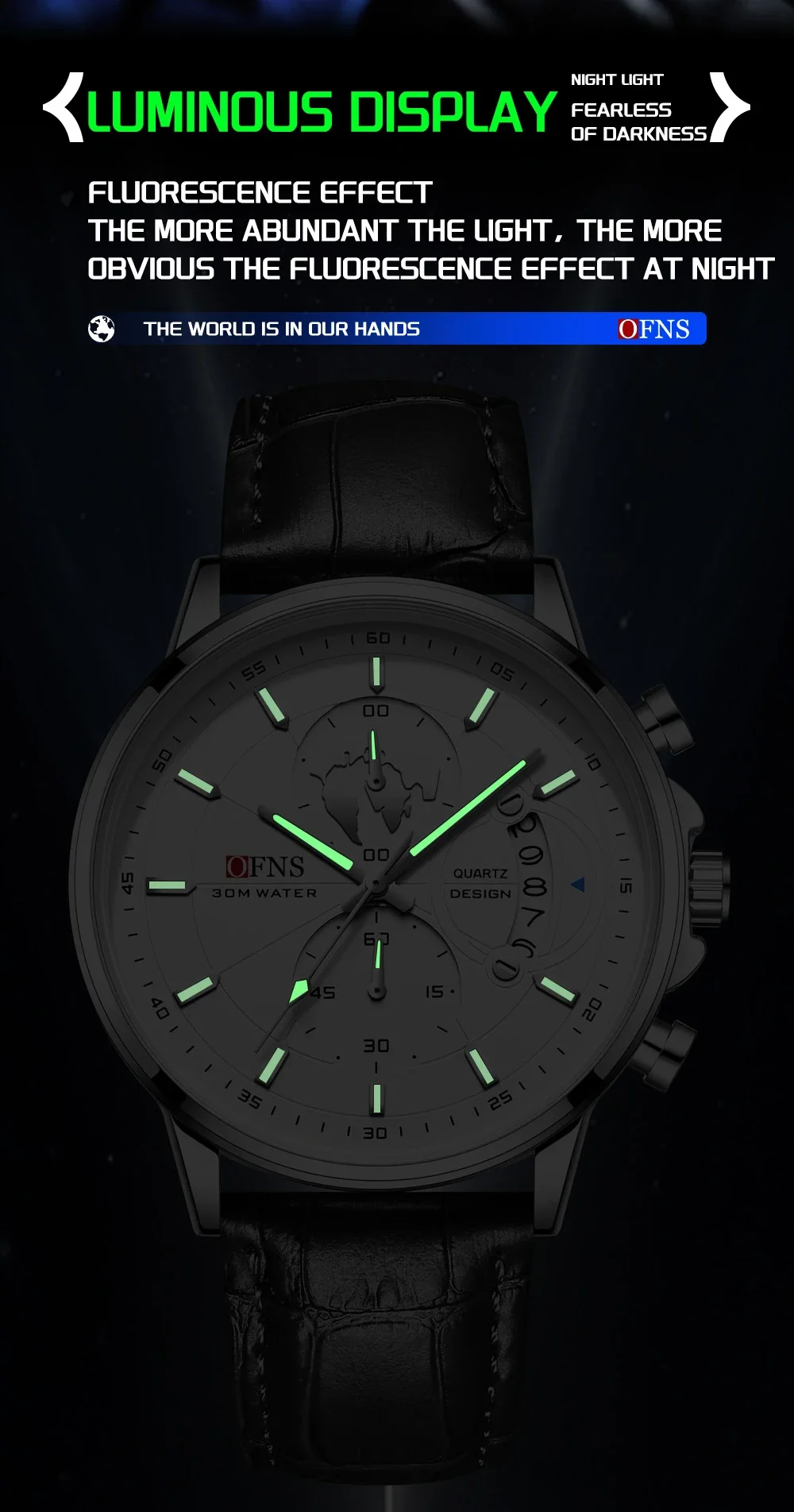 Бренд OFNS 7110, роскошные деловые мужские кварцевые часы, водостойкий ночник, хронограф, календарь, модные мужские кварцевые часы