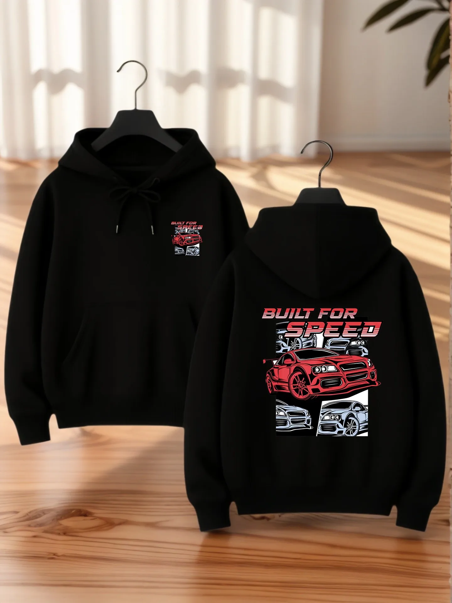 เสื้อฮู้ดลายกราฟิก พิมพ์ลายซิลลูเอทพ่อ-ลูก สไตล์ลำลอง ผ้าเนื้อนุ่ม สวมใส่สบายทุกวัน สำหรับผู้ชาย