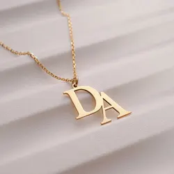 Custom Name Initials Necklace for Women Fashion Customized Personalised Letter Stainless Steel Gold Choker Necklace Jewelry Gift