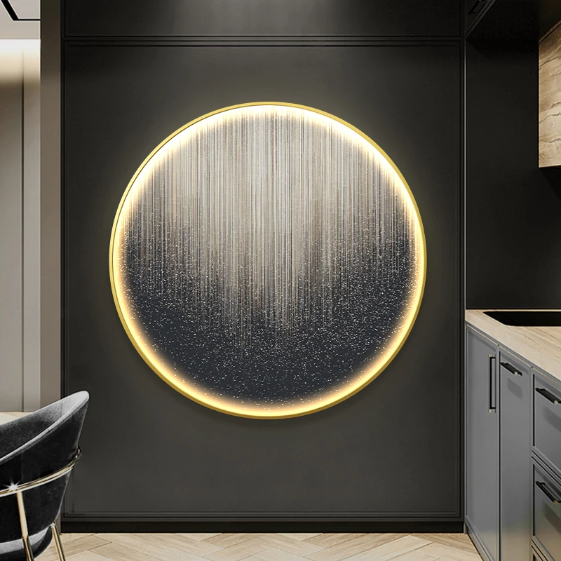 

Modern entrance decorative painting circular abstract art corridor restaurant hanging painting led light painting simple atmosph