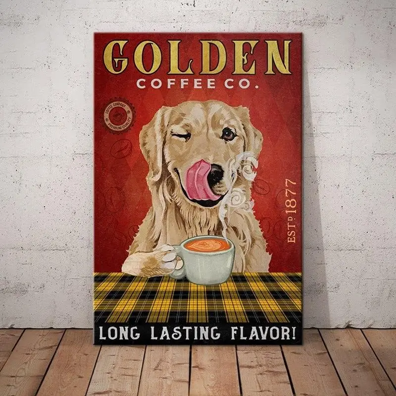 Metal Signs Golden Retriever Dog Coffee Co Signs Vintage Signs Retro Aluminum Sign for Home Cafe Kitchen 8x12 Inches sign