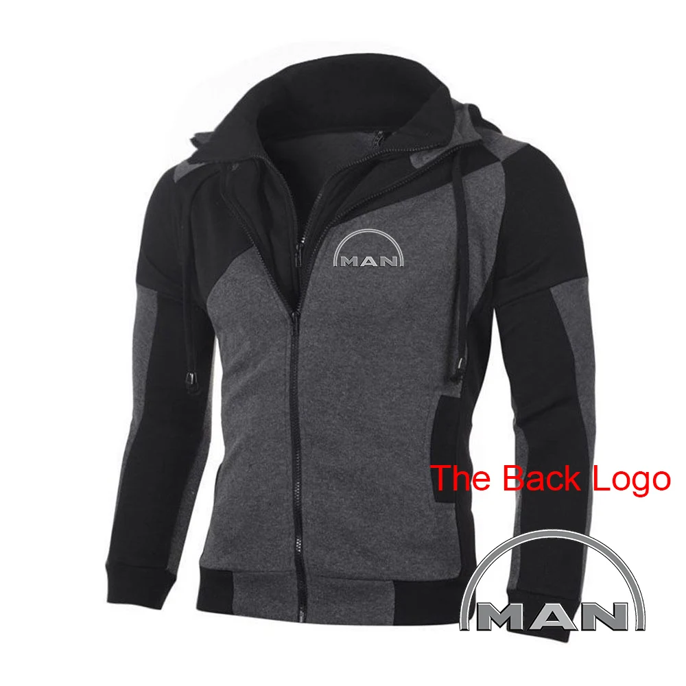 

2025 Spring Autumn Truck Man Car Logo Comfortable Splicing Cotton Jacket Coats Man's Personality Fake Two Pieces Design Hoodies