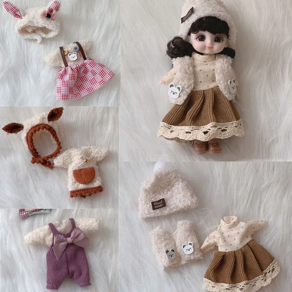 Clothes For dolls 16 cm Bjd OB11 Doll Clothes Hat T-shirt Short 1/8 Accessories Suit Dress Skirt Hoodie Shoes Dress up For Girl