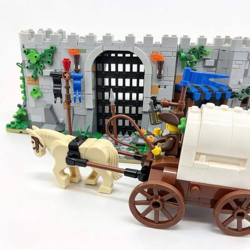 6560PCS Modular Black Knight Castle Building Blocks Medieval Fortress Gate Tower Architecture Model Custom Puzzle DIY Gift Set