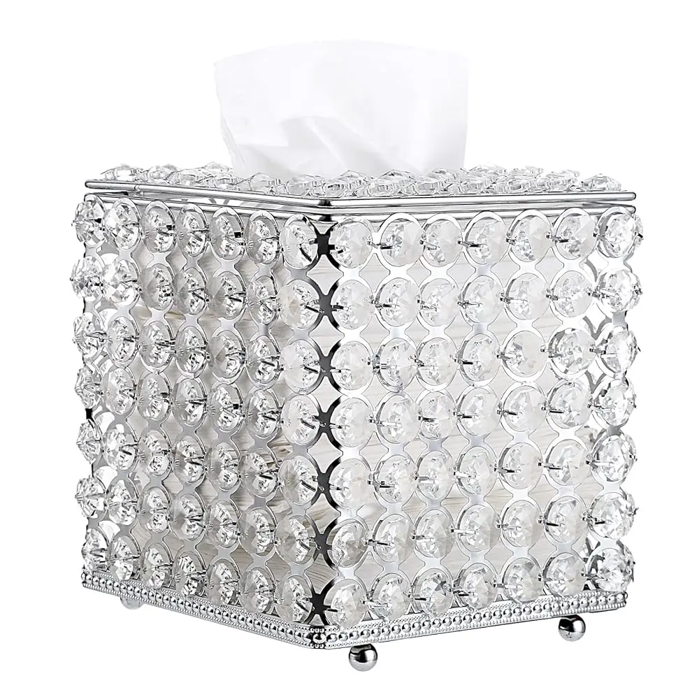 

Декоративный чехол для салфеток в форме кристаллического куба - Блестящий держатель для салфеток для ванной комнаты, туалетного столика, прикроватной тумбочки