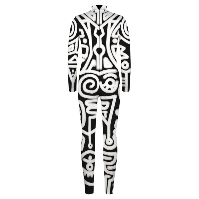 Boys Girls 3D Digital Lines Pattern Printing Bodysuit Children Punk Robot Jumpsuit Kids Halloween Cosplay Costumes Outfit