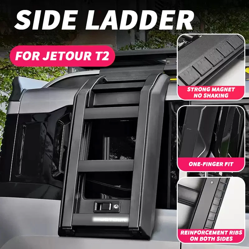 High Quality Telescopic Black Side Ladder Foldable Roof Ladder for Jetour T2 Traveler Accessories