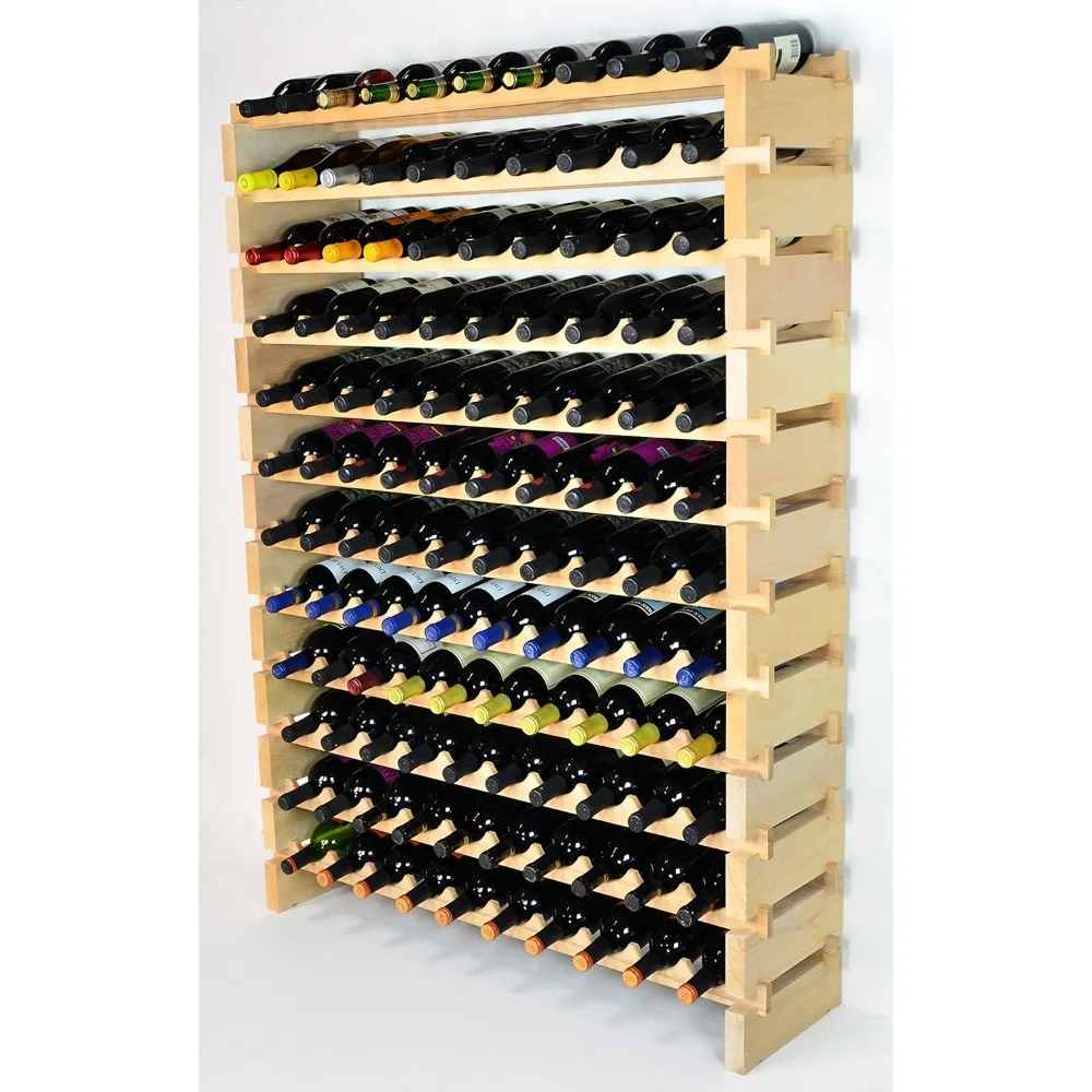 Modular Wine Rack Beechwood 40-120 Bottle Capacity 10 Bottles Across up to 12 Rows Newest Improved Model (120 Bottles - 12 Rows)