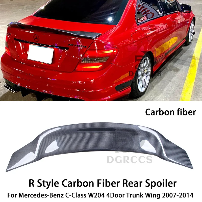 

For Mercedes-Benz C-Class W204 4Door R Style Carbon Fiber Rear Spoiler Trunk Wing 2007-2014 Carbon fiber Glossy black