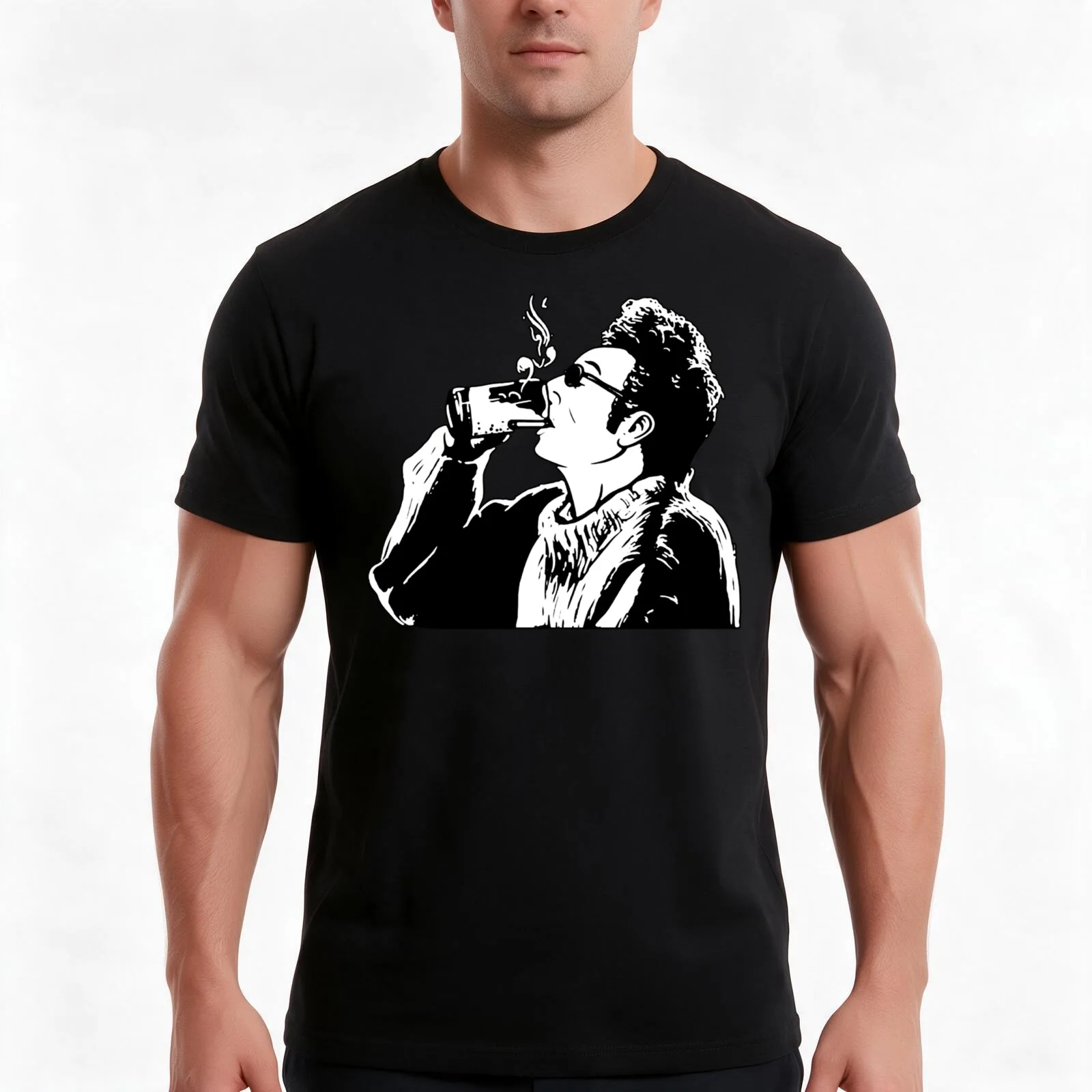 Here&x27;s to Feeling Good All The Time Quotes Kramer Seinfeld T-Shirt, Summer Casual Cotton Tee, Oversized Streetwear Tops
