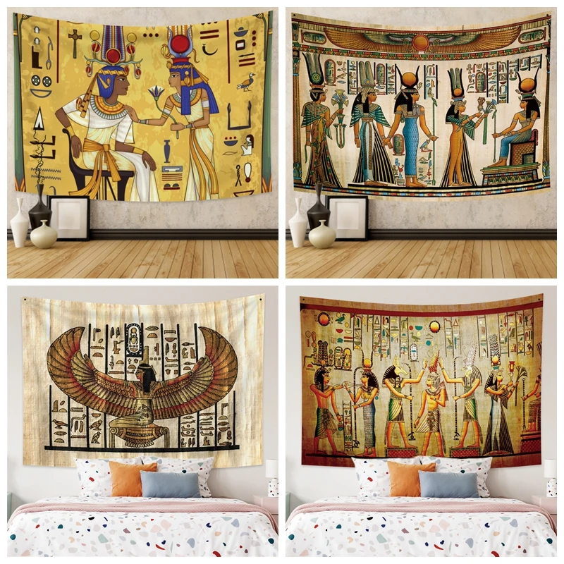 Egyptian Tapestry Backdrop Ancient Egypt Scene Mythology Pharaohs Murals Wall Hanging Bedroom Living Room Photography Home Decor