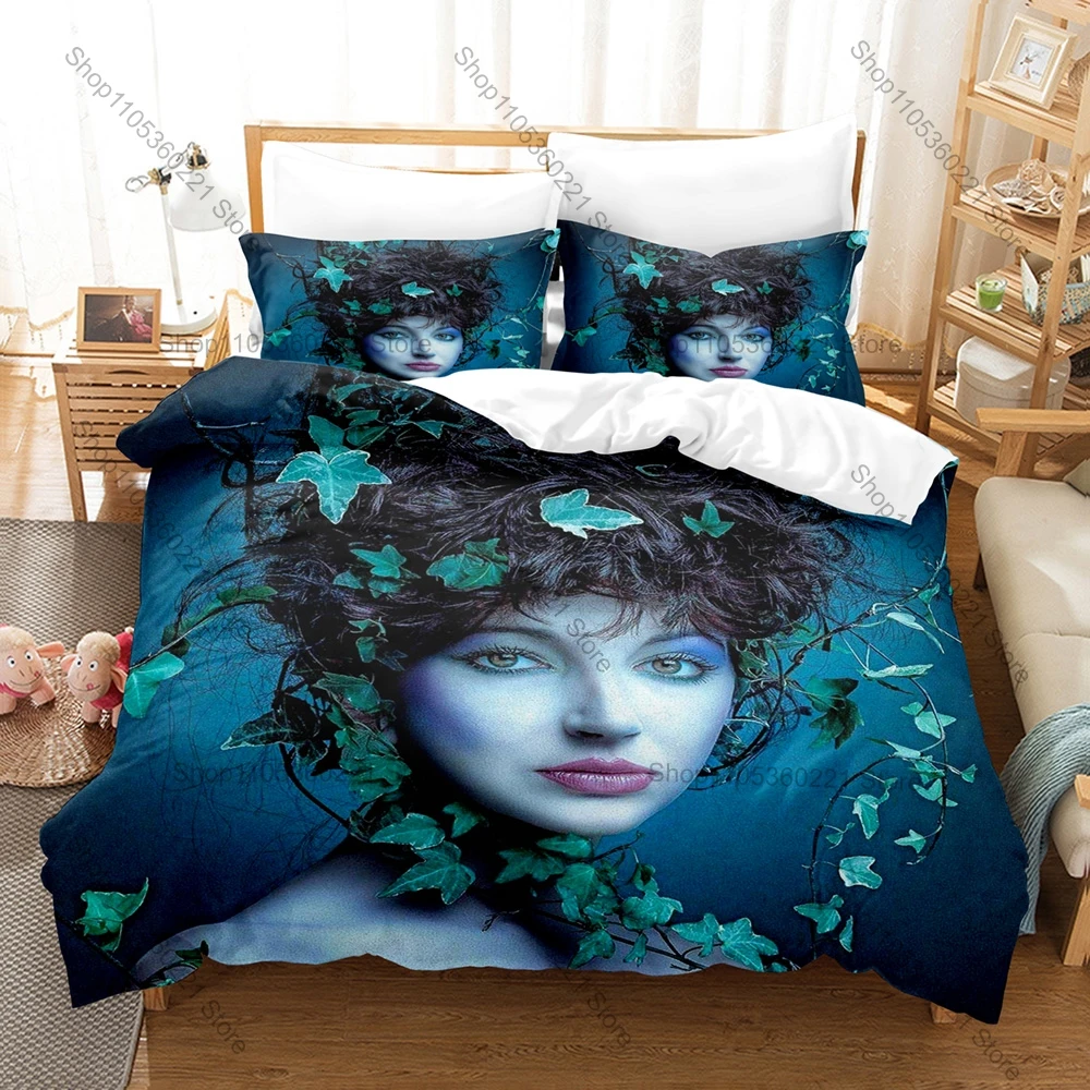 K-Kate Bush Duvet Cover + 2 Pillowcases Dreamy Cloud Music Note Graphic 3Pcs Zipper Quilt Cover Retro Alternative Rock Fan Room