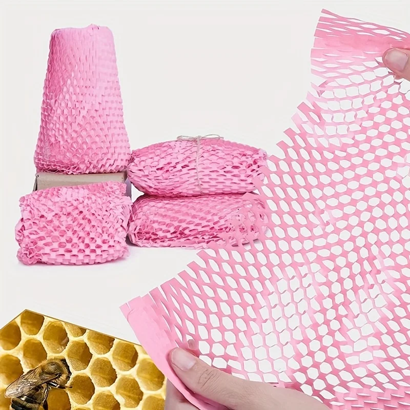 Pink Honeycomb Packing Paper Eco Friendly Recyclable Cushion Material Moving Shipping Supplies Kraft Paper