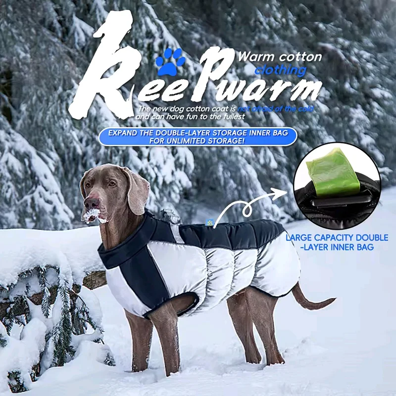 

Dog Autumn Winter Warm Thick Fleece Reflective Coat Jacket Vest Waterproof Cotton Padded Clothes for Small Medium Large Dogs