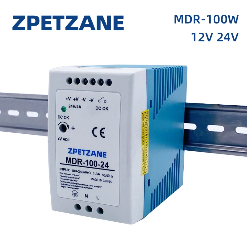 Original MDR-100-12 Din Rail Mount 100W 24V Industrial 220V AC DC Single Output Switching Power Supply