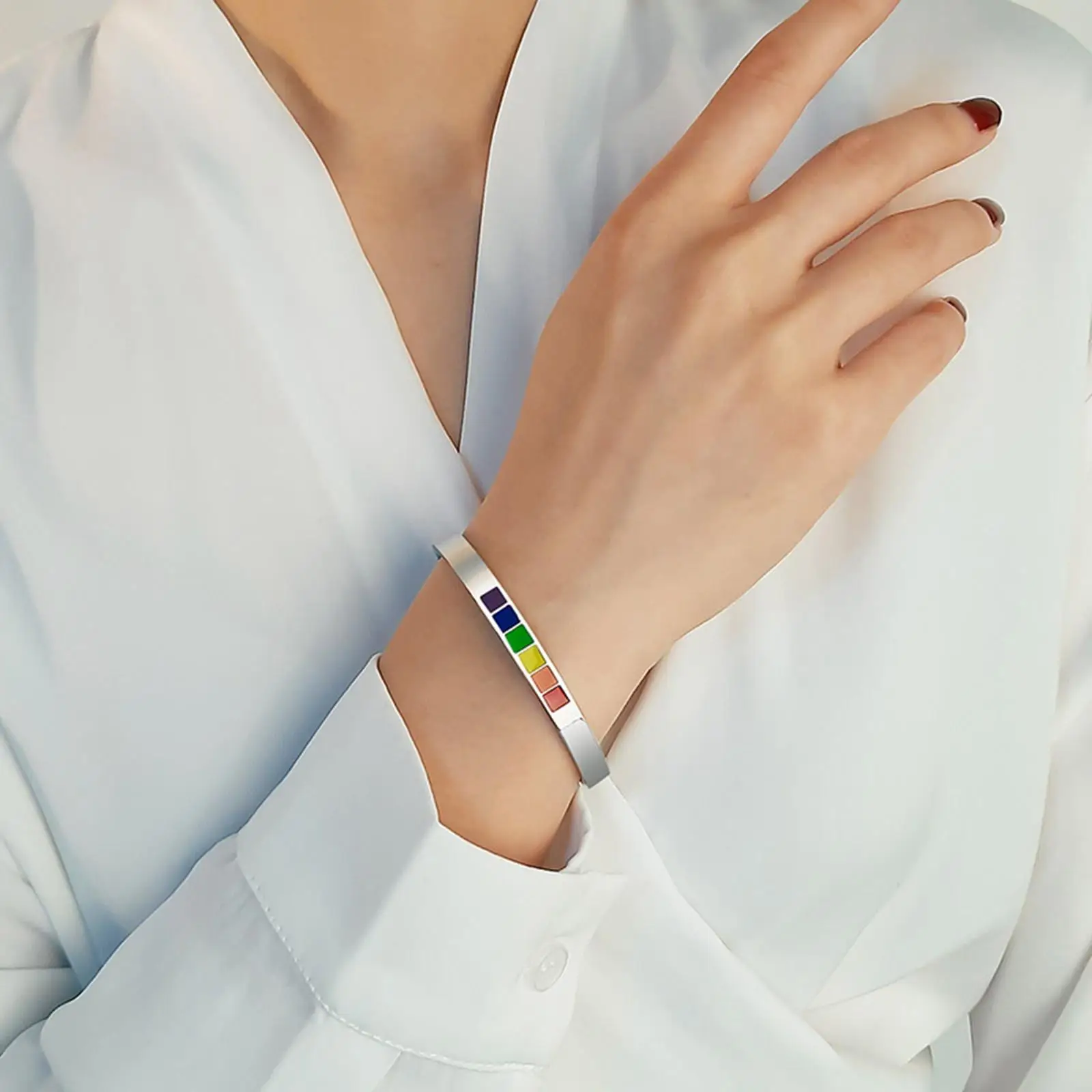 Titanium Stainless Steel Rainbow Pride & Bracelet Charm Transgender Bisexual