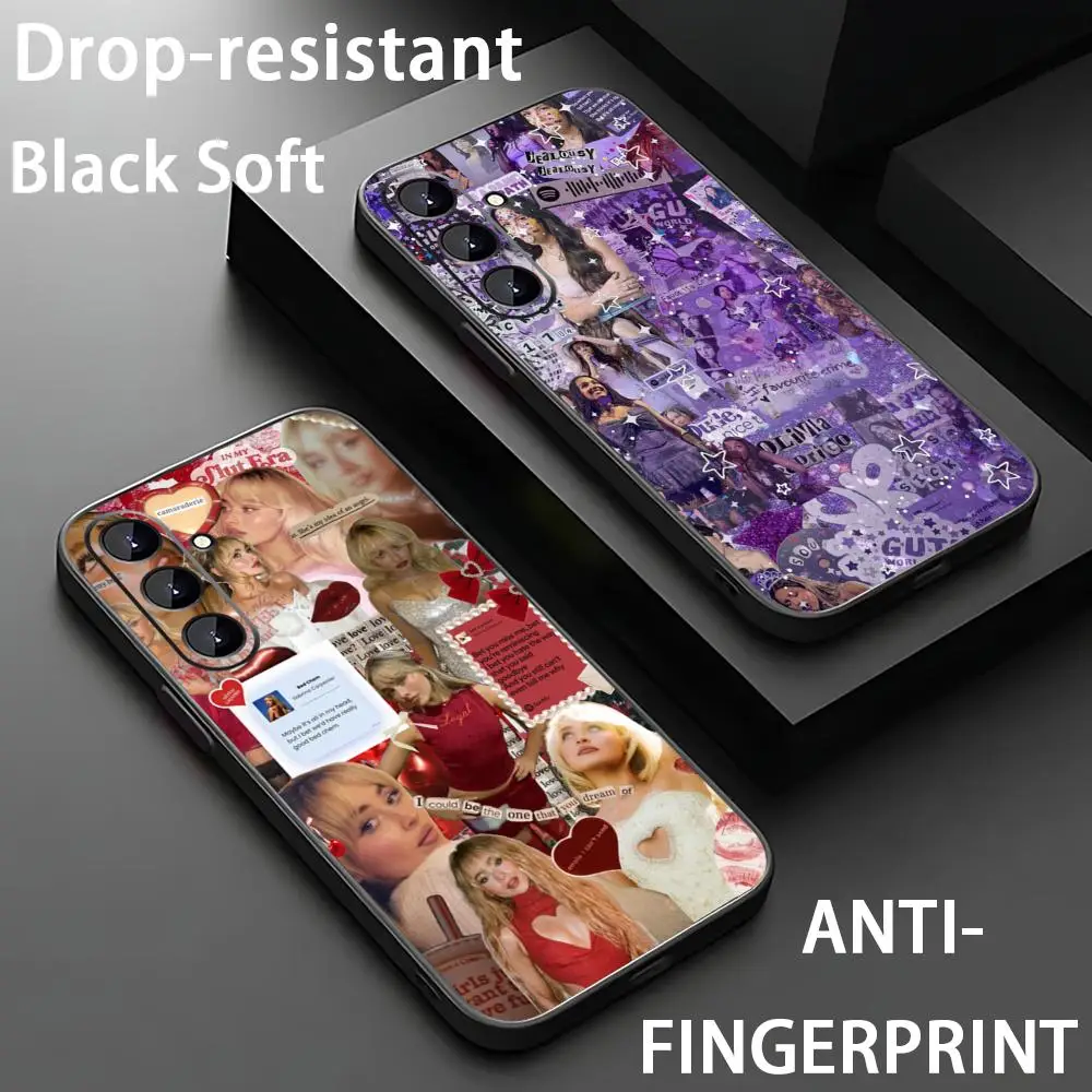 Popular singers Sabrina Carpenter Phone Case For Samsung Galaxy S26 S25 S24 S23 S22 S21 Plus Ultra Fold A Soft Black