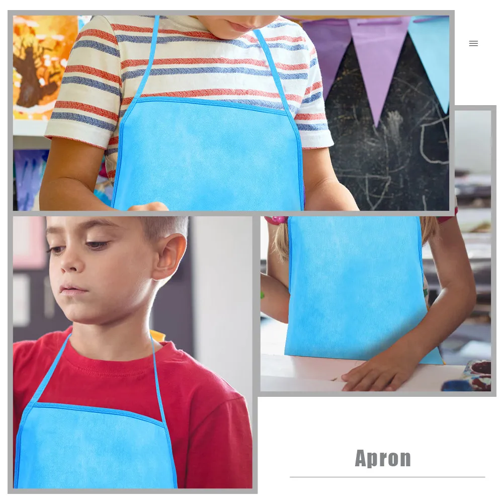 12Pcs Children Aprons Disposable Nonwoven Soft Stain Resistant Aprons for Painting DIY Baking Cooking Toddler Apron