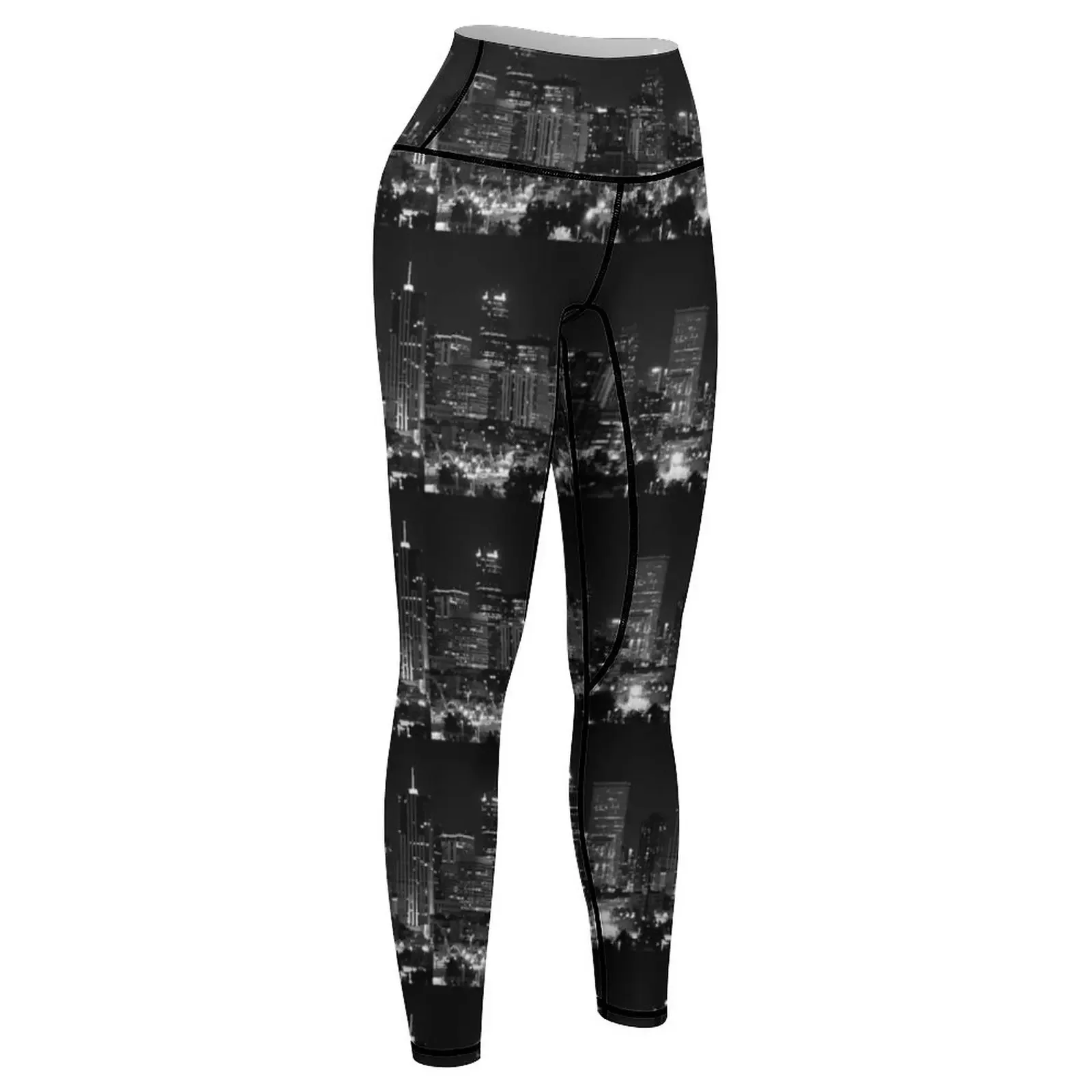 Denver In Black and White Leggings Fitness woman active wear harem pants high waist Womens Leggings