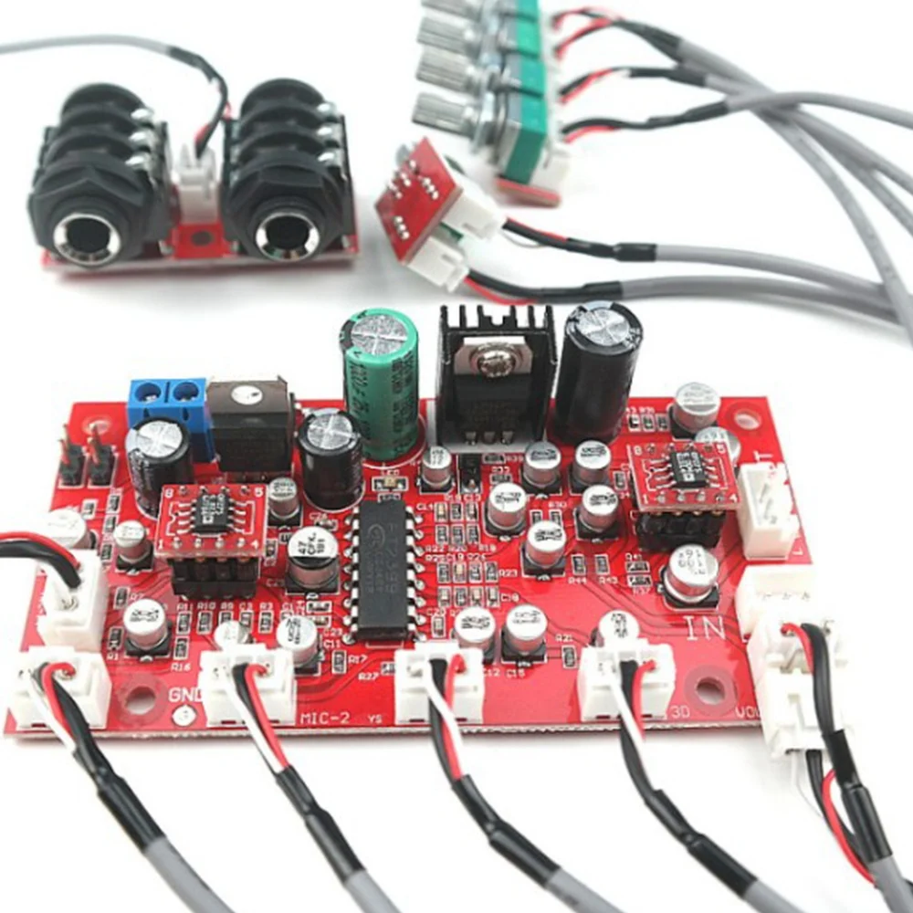 DC 12V 24V PT2399 Digital Microphone Audio Amplifier Board Karaoke Plate Reverb Preamplifier Reverberator OP275 Op Amp