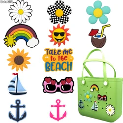 1/5pcs Sommer Stil Frauen Strand tasche Charme, Kokosnuss Blume Regenbogen Einkaufstasche Dekoration, Mädchen Handtasche Zubehör Charms Geschenk