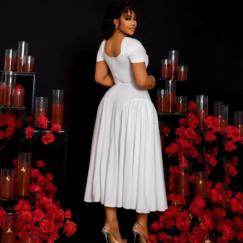 أبيض أسود أنيق حفلة موسيقية اللباس مثير الحبيب قصيرة الأكمام ألف خط طويل الزفاف الرسمي ضيف الجلباب حزب ثوب الزفاف #2