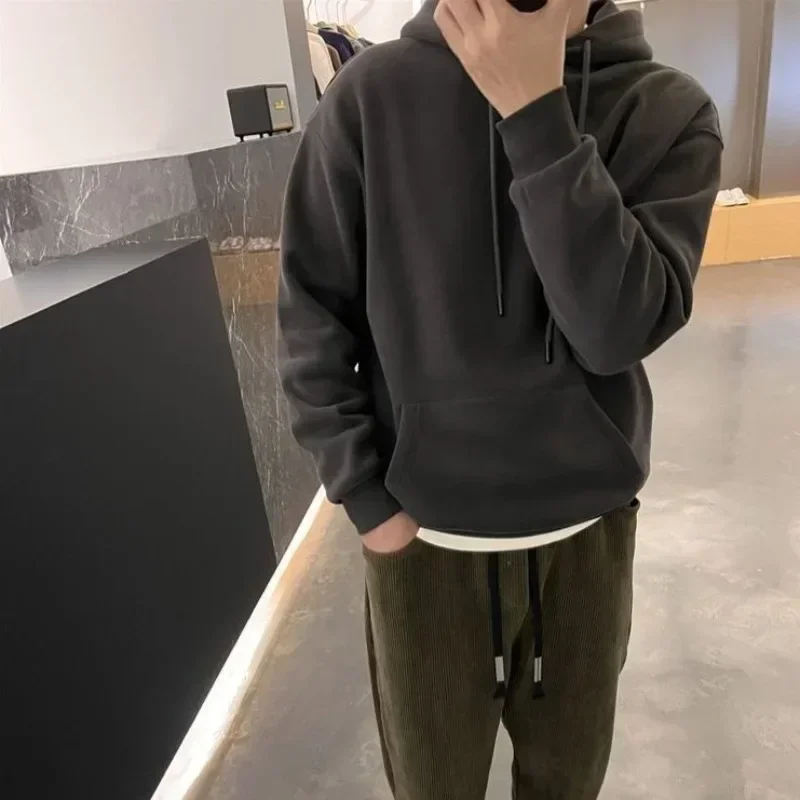 

New In Man Hoodies Streetwear Sweatshirts for Men Solid Simple Sweat Shirt Welcome Deal High Quality One Piece Korean Style Emo