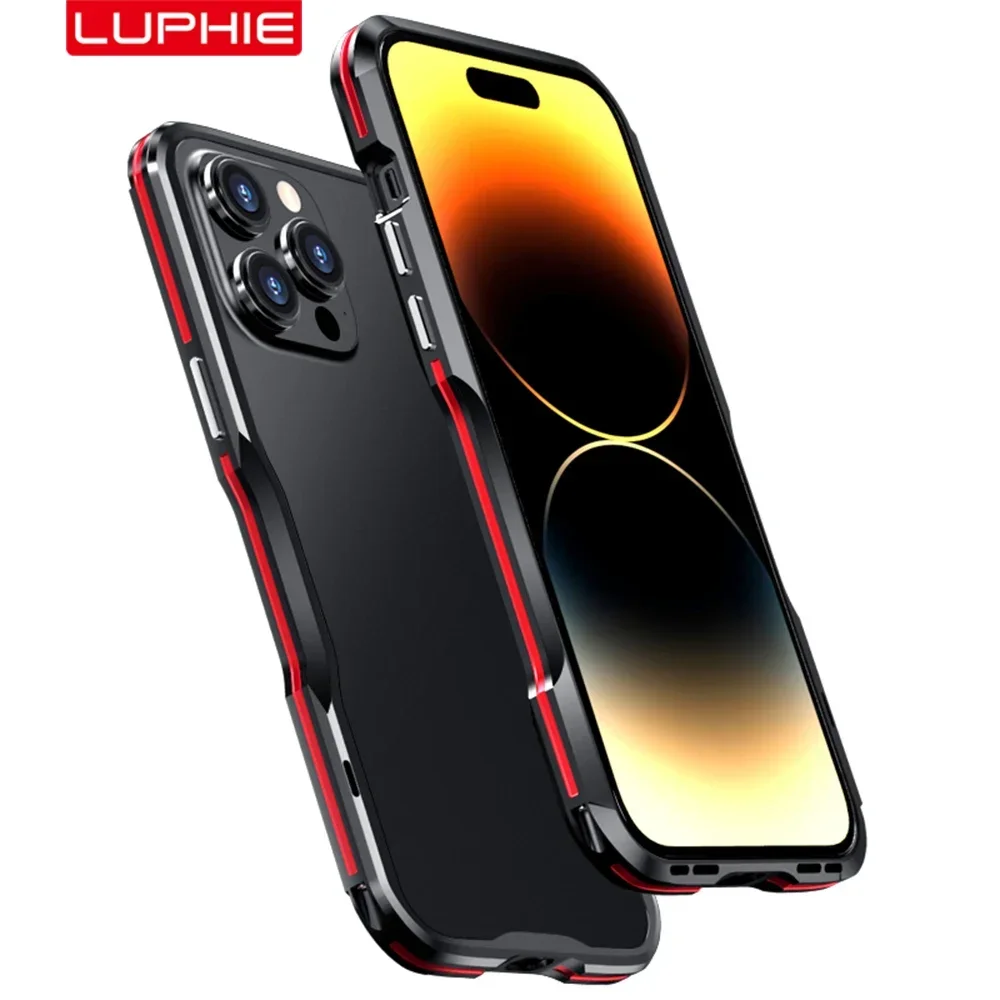 LUPHIE Metal Frame For iphone 14 Pro Max Bumper 14 Plus 13 12 Mini 11 SE Case Luxury Aviation Aluminium Protective Cover Skins