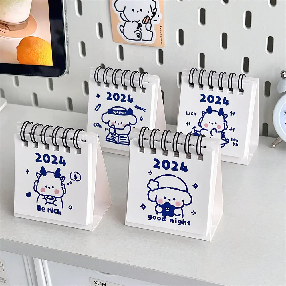 Creative Cartoon Desktop Mini Calendar Student Schedule Self Disciplined Clock In Calendar Book New Simple Desk Decoration 2024