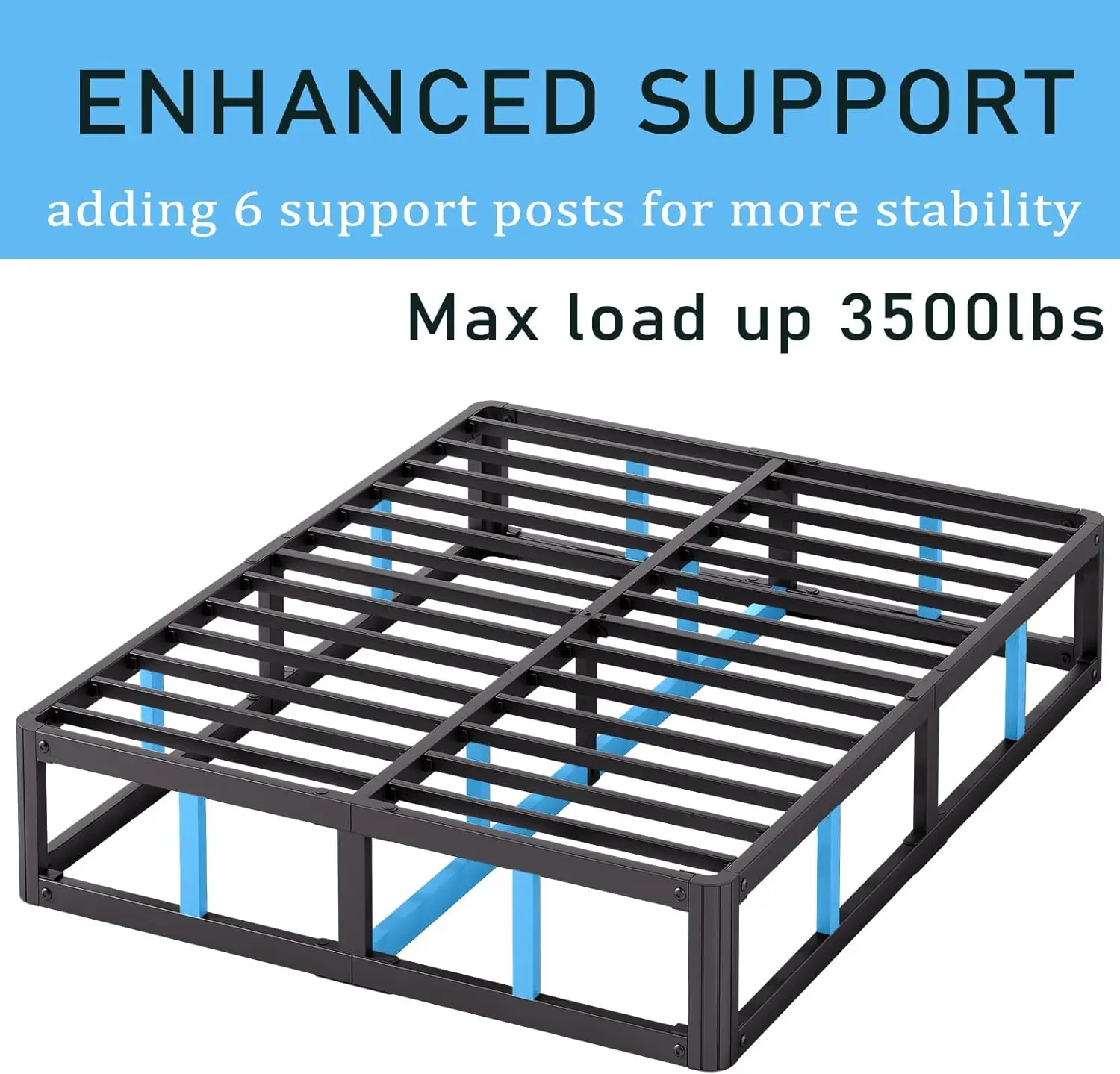 5 In High Heavy Duty Full Size Bed Frame No Box Spring Needed, Low Metal Bed Frame Full, Sturdy Steel Support Mattress