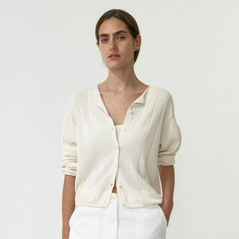 

Loose Knitted Open Cardigan Women's Faion Transparent Sle Korean New Arrival Autumn Season Straight Cut irt