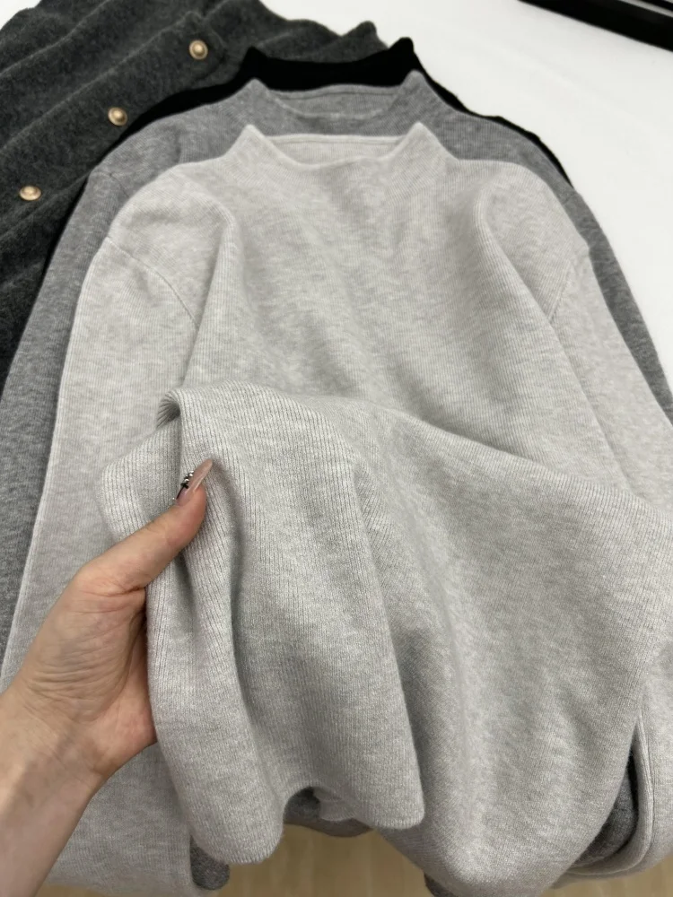 Base da donna morbida e delicata sulla pelle irt f Collo alto Top lavorato a maglia dimagrante Inverno lungo Sve Sweet Sle Design semplice