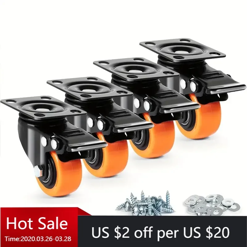 

4 Pcs 1.5-inch Orange Gold Diamond Universal Caster/double Bearing Universal For Multiple Scenes/high Load Universal Caster