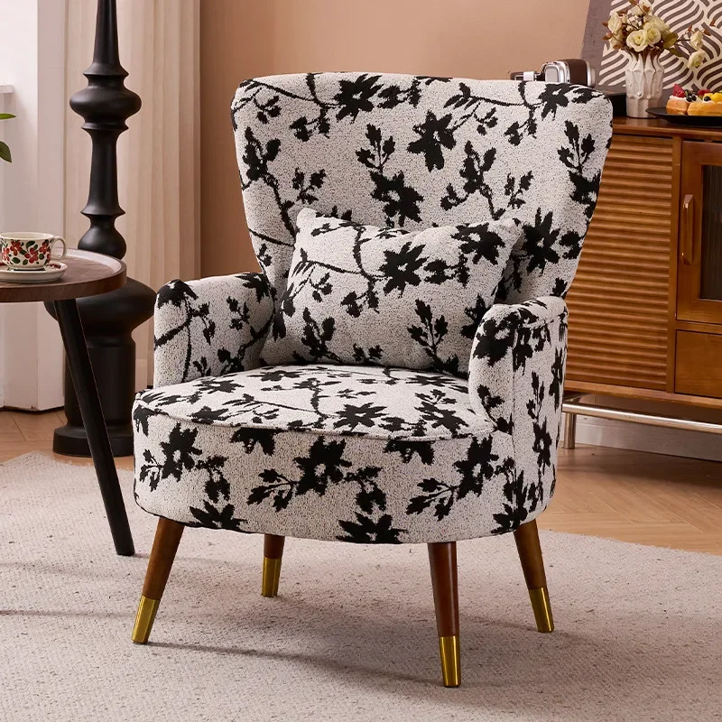 French retro single fabric sofa small apartment bed and breakfast living room balcony hotel reception American leisure sofa