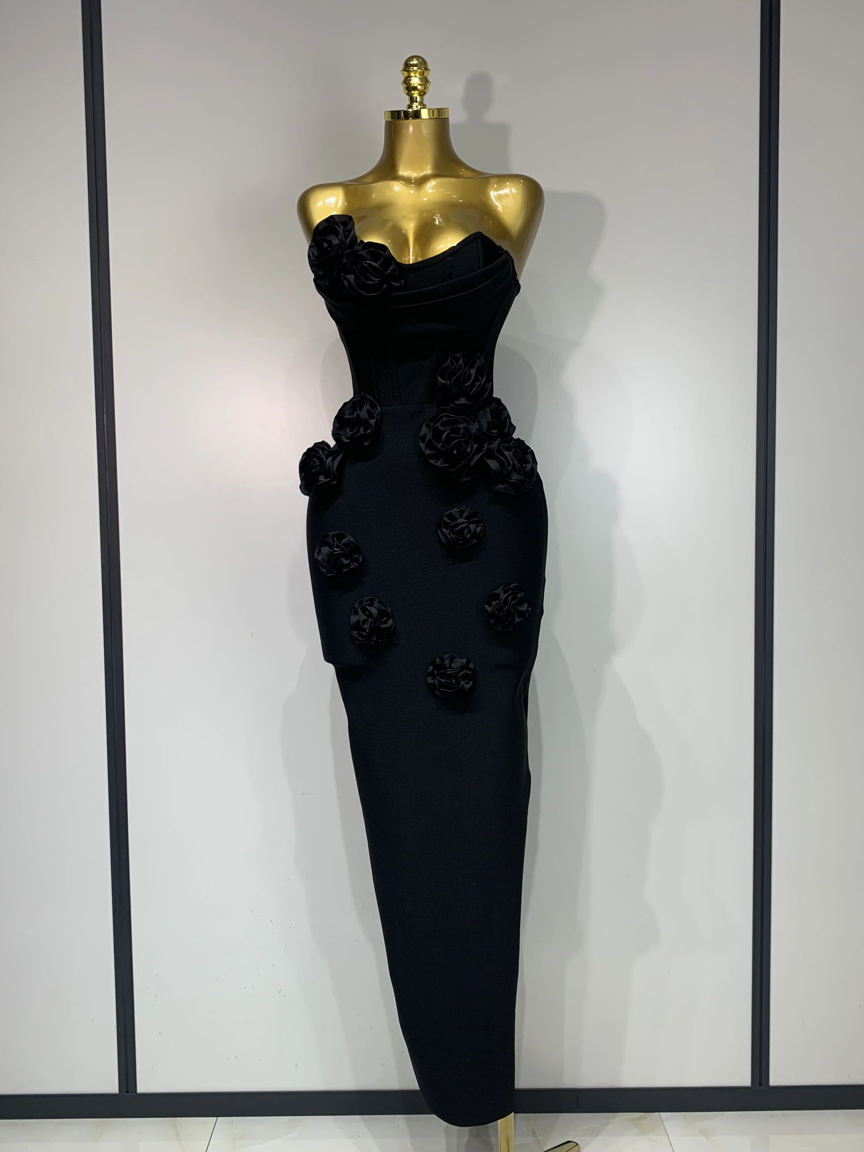 Women Sexy Strapless Florals Strapless Bodycon Bandage Dress Celebrity  Elegant Festival Celebrate Evening Party Birthday Dresses