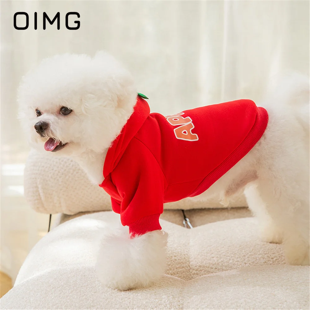 

OIMG Autumn Winter Dog Hoodie Warm Cute Small Medium Dogs Clothes Teddy Bichon French Bulldog Casual Fruits Pet Pullover