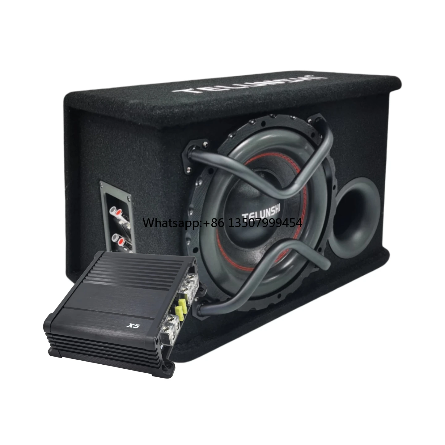 Caixa de Madeira para Carro com Subwoofer Passivo DC 12V, Amplificador Mono de Bobina Única e Kit Completo de Fiação de Áudio para Upgrade de Graves Potentes