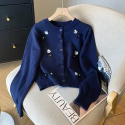 Autumn New Lazy Fashion Small Fragrant Knitted Women Sweater Cardigan Ladies Fashion Casual Warm Knitwear Coat Tops Pull Femme