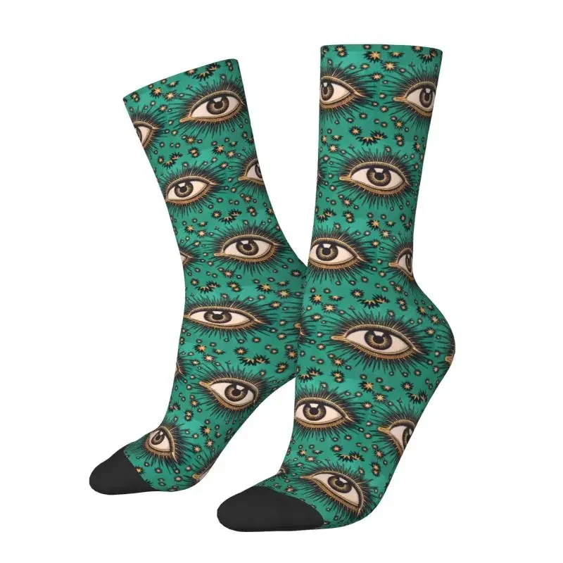 All Seeing Eye Art Men's Crazy Crew Socks Hip Hop Novelty 3D Printing Evil Mystic Eyes Dress Socks